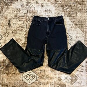 Abercrombie & Fitch Black Flare Jeans with Leather Panels